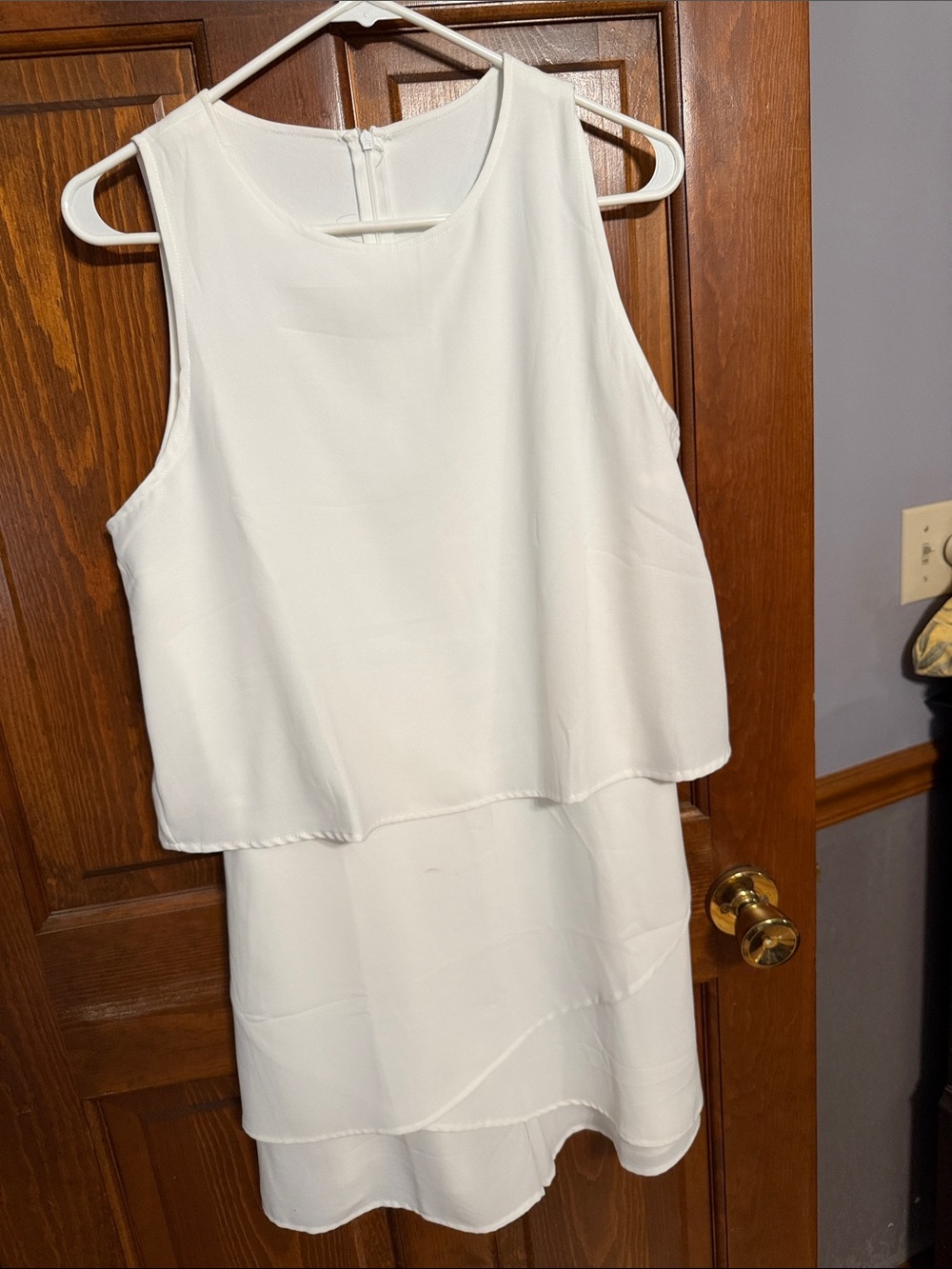 White Sleeveless Layered Shift Romper